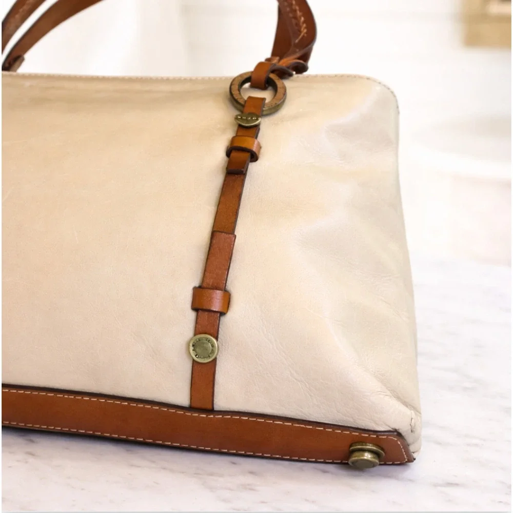 Oscar de la Renta Vacchetta Leather Shopper Tote Camel Vintage Shoulder Bag NOS
